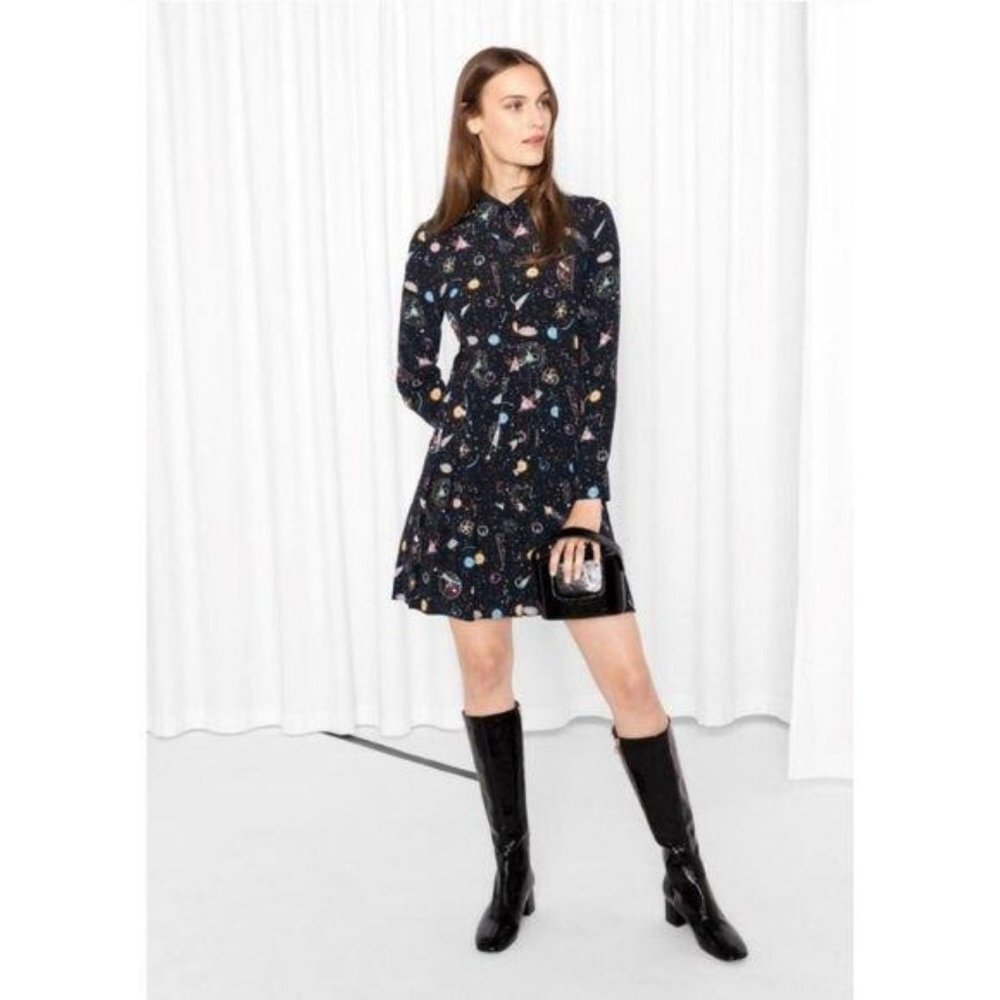 & Other Stories Black Floral Dress